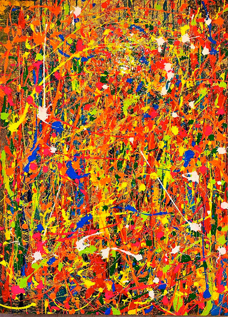 </p>
<p>Farbekstase in einer komplizierten Welt. Würde alles so schön farbig explodieren, wäre die Welt eine bessere und ich glücklicher.<br />
Danke Jackson Pollock immer wieder für Inspiration.<br />
