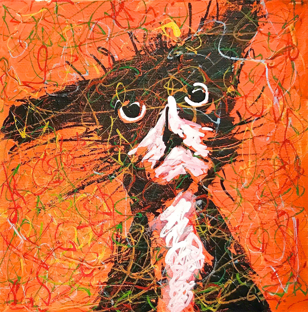 Abbildung einer verrückten Katze, die mir in Südfrankreich begegnet ist. Mit Acryl-und Ölfarbe auf Leinwand gemalt. Die "crazy cat" ist in jedem gewünschten Format und mit jedem Hintergrund zu erhalten. Jedes Bild ist ein Unikat.