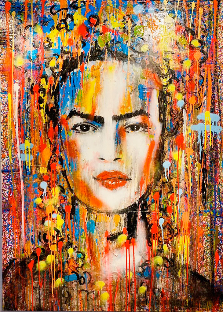 „Am Ende des Tages, können wir viel mehr ertragen als wir denken.“ Ein starkes Zitat von Frida Kahlo in einer wahnsinnigen Zeitenwende. Mit Acrylfarben auf Leinwand gemalt und mit Epoxidharz veredelt.