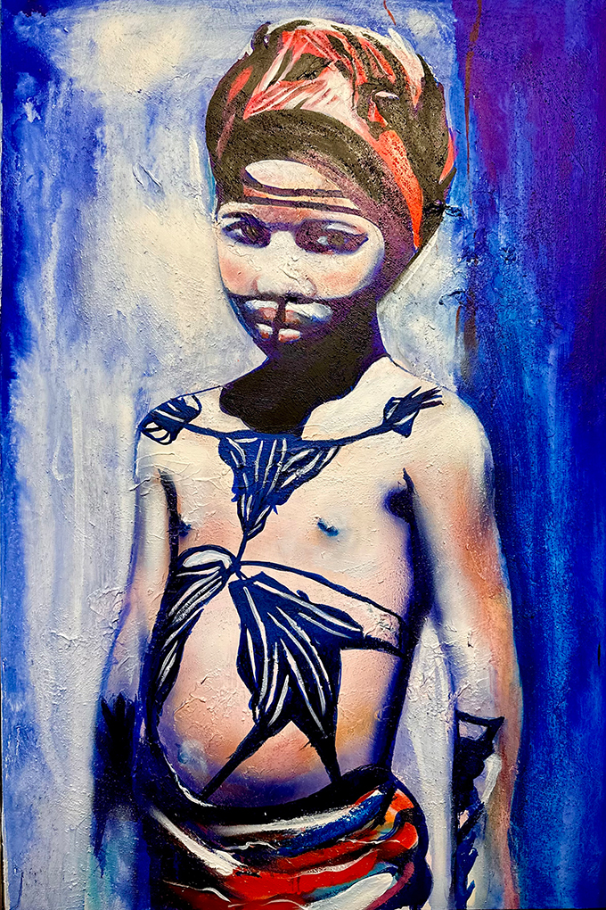 African girl, Acryl, Airbrush auf Leinwand.